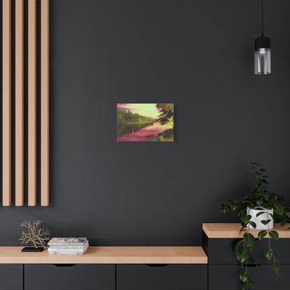 Magic Lake Sunset Landscape Art Print Stretched Canvas Wall Decor