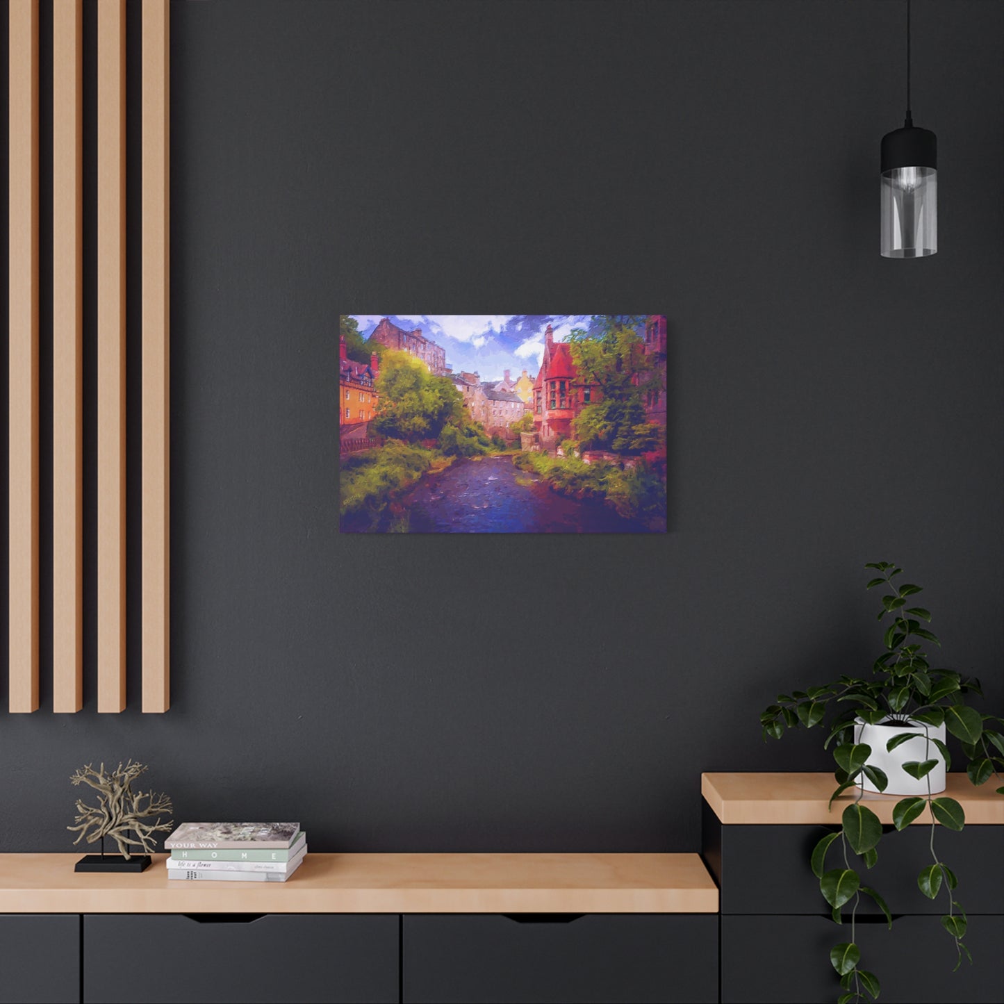 Evening in Edinburgh Scotland  European Cityscape Art Print Stretched Canvas Wall Décor