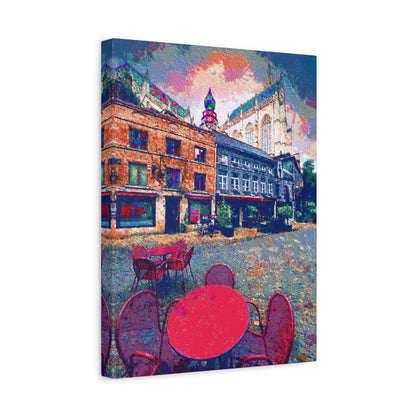 Urban Landscape Canvas Wall Art Europe Antwerp Belgium Abstract Red Grey Blue