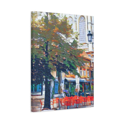 European Landscape Art Print Canvas Stretched Wall Decor Abstract Red Green