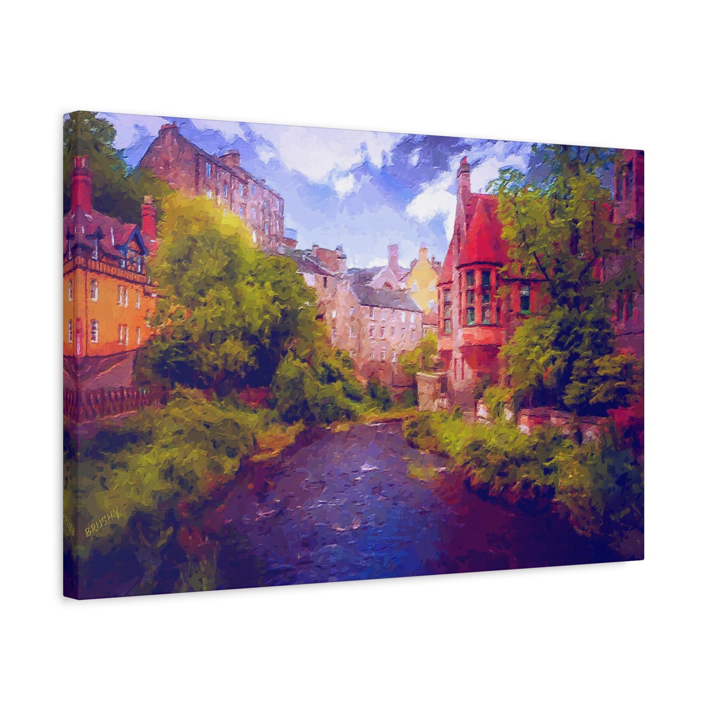 Evening in Edinburgh Scotland  European Cityscape Art Print Stretched Canvas Wall Décor