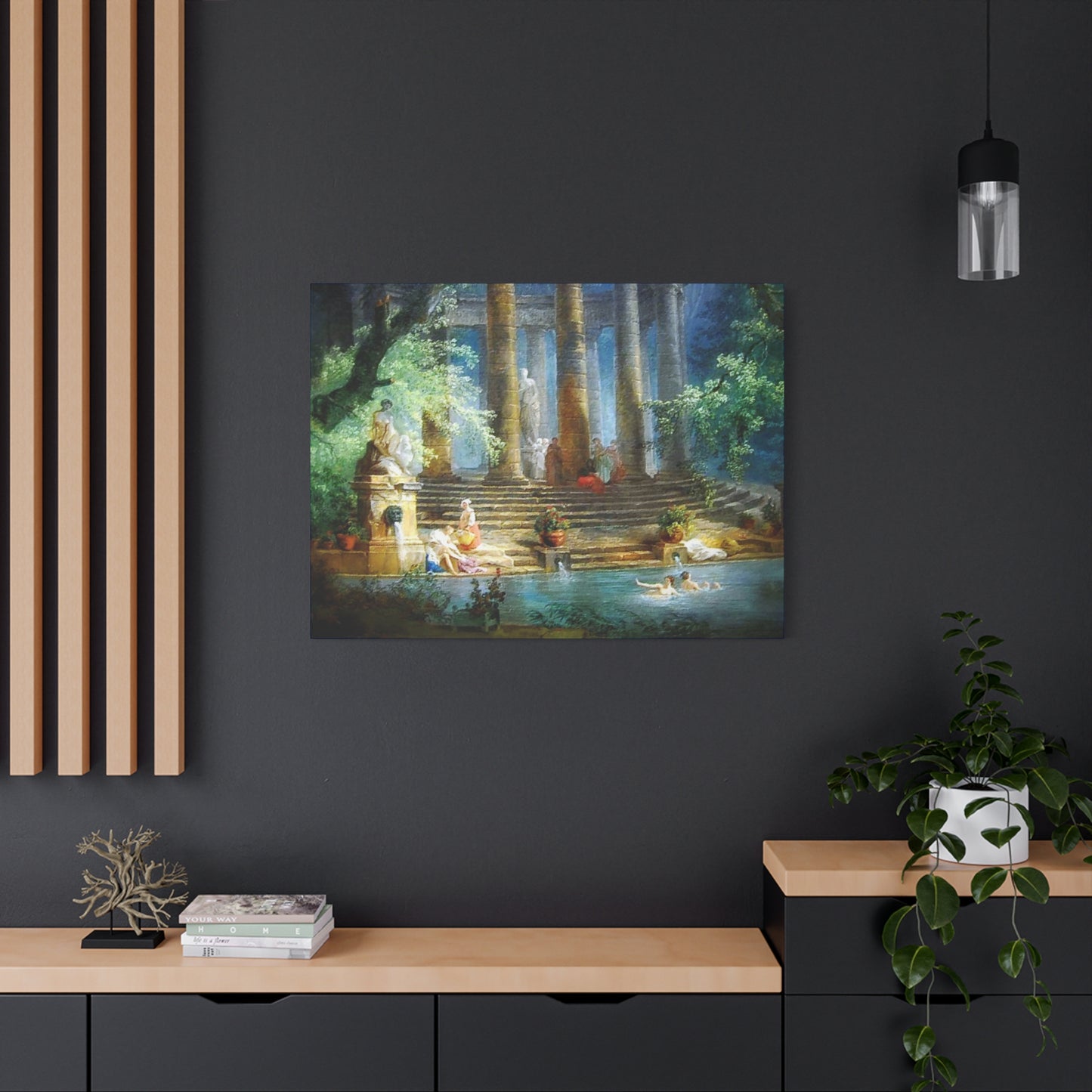Hubert Robert Reproduction Of The Bathing Pool Art print, Classic Art Wall Décor