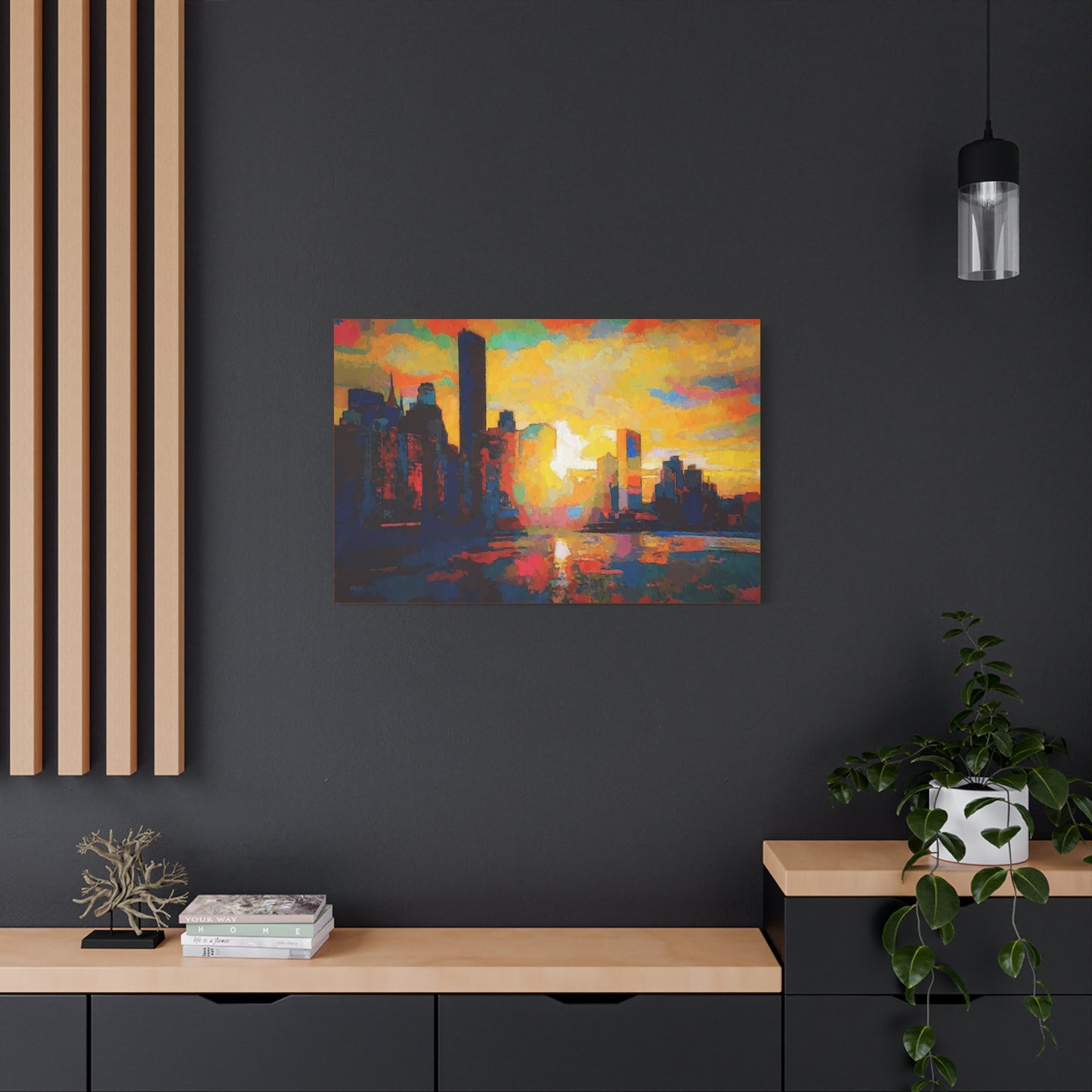 Sunset In A City Art Print, Cityscape Wall Decor