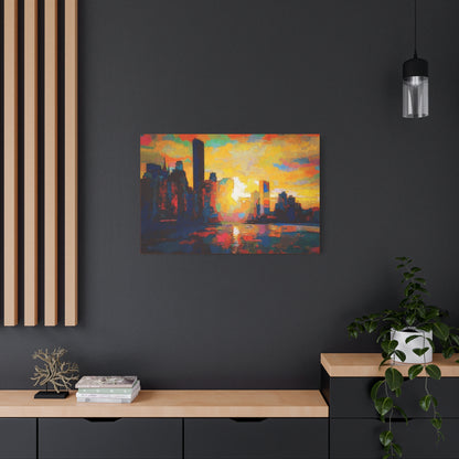 Sunset In A City Art Print, Cityscape Wall Decor