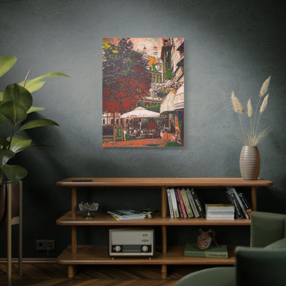 Europe Cityscape Art Print Ghent Belgium Stretched Canvas White Orange Green