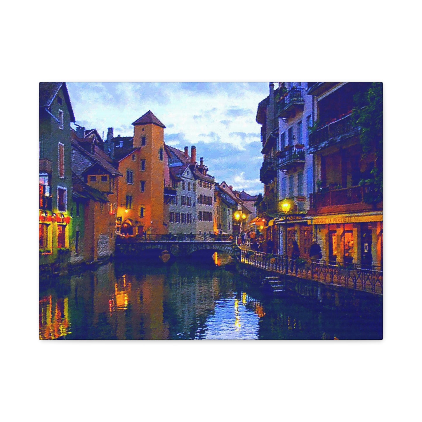 European Landscape Canvas Wall Art Annecy France Dawn Evening River