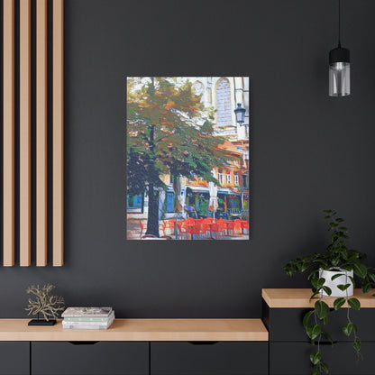 European Landscape Art Print Canvas Stretched Wall Decor Abstract Red Green