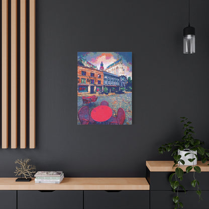 Urban Landscape Canvas Wall Art Europe Antwerp Belgium Abstract Red Grey Blue