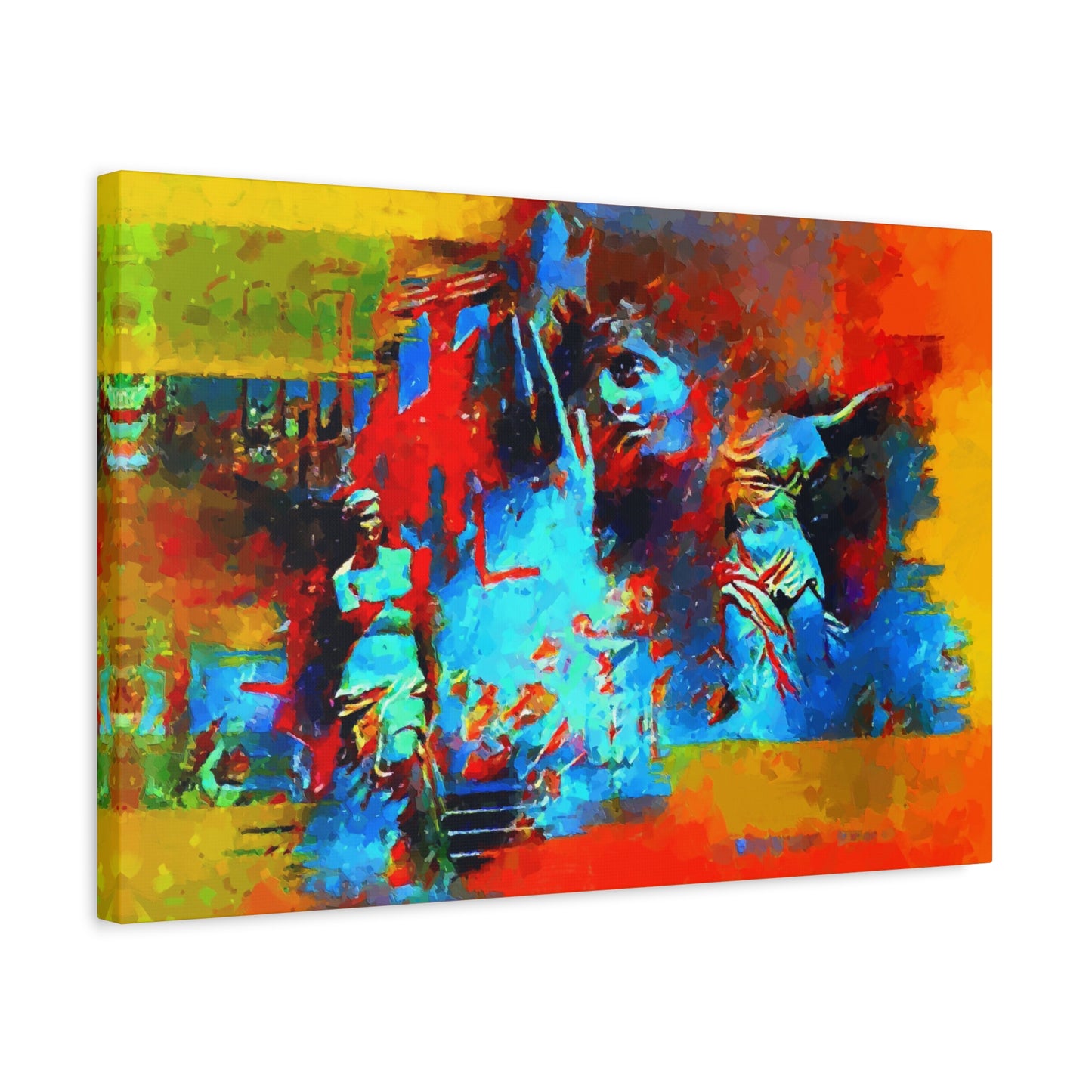 Ancient Chaos Art Print On Stretched Canvas Wall Decor Blue Orange Yellow
