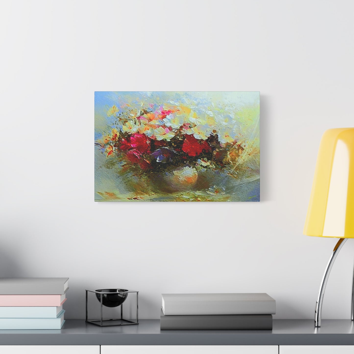 Morning Delight Bouquet Art Print On Stretched Canvas, Floral Wall Art